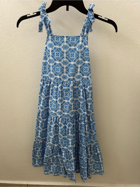 btween Other - btween Blue and White Tie-Shoulder Maxi Dress for Girls